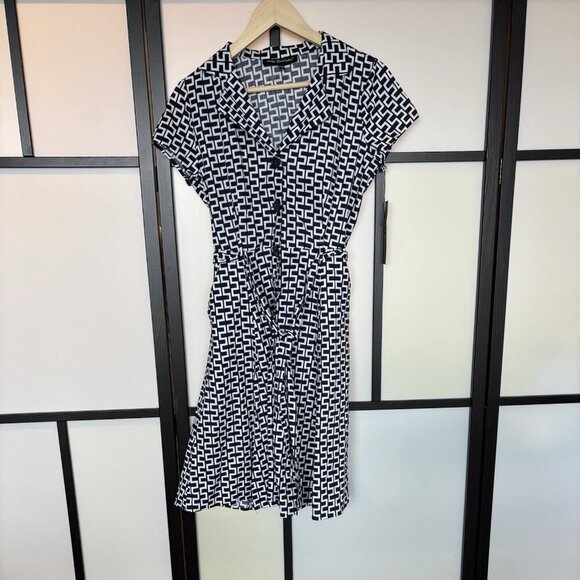 Mlle Gabrielle Button Front Shirt Dress Blue Belted MEDIUM - Picture 4 of 10